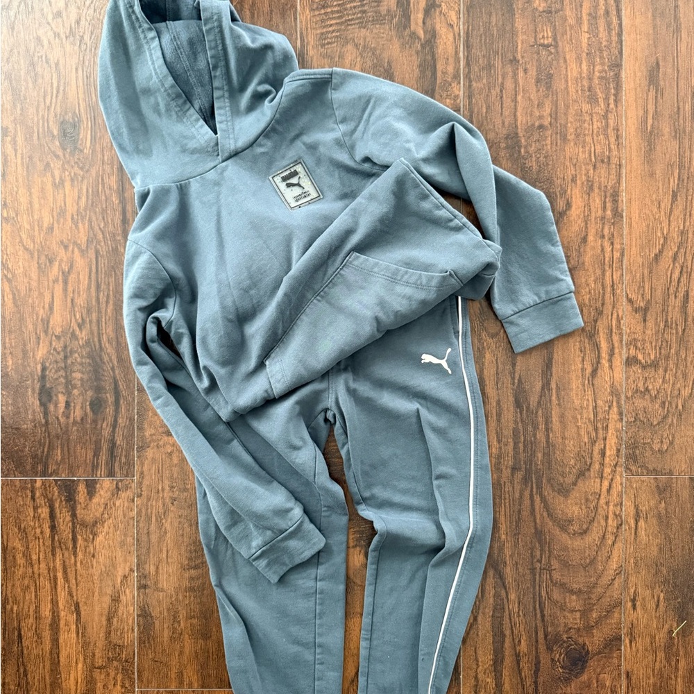 Puma Slate-Blue Hoodie and Joggers Set - Size 7